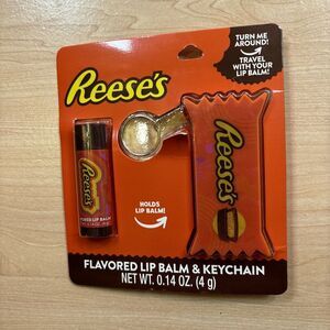 Reese's Peanut Butter Cup Lip Balm Holder & Keychain Set - Stocking Stuffer